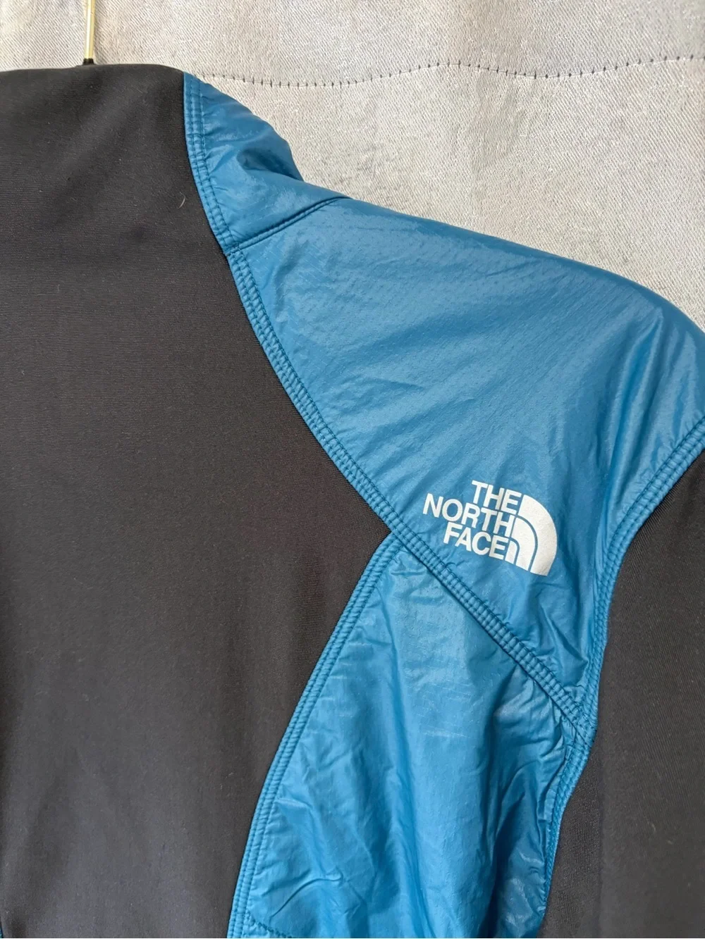 The North Face Men’s Teal Hybrid Jacket with Black Sleeves and Lime Trim